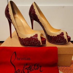 Christian Louboutin Veramucha 120mm Patent in Carmin/Nude